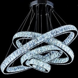 Luminária pendente de cristal, luminária de teto, lustre, luminárias com 4 anéis