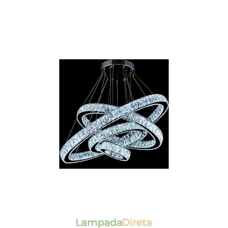 Luminária pendente de cristal, luminária de teto, lustre, luminárias com 4 anéis