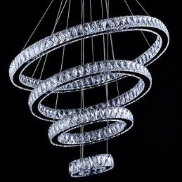 Luminária pendente de cristal, luminária de teto, lustre, luminárias com 4 anéis
