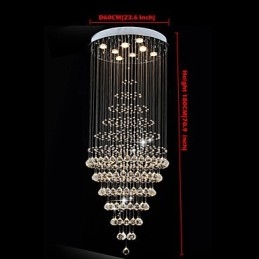 Lustre de cristal moderno, luminária pendente, luminária de teto com 8 lâmpadas H180CM
