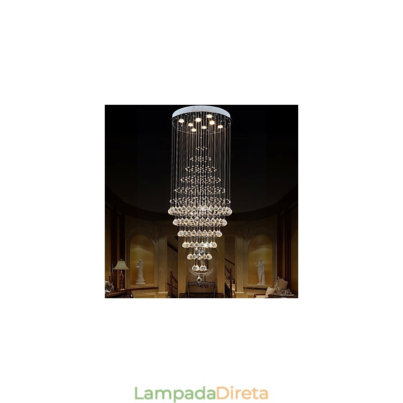 Lustre de cristal moderno, luminária pendente, luminária de teto com 8 lâmpadas H180CM
