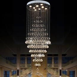 Lustre de cristal moderno, luminária pendente, luminária de teto com 8 lâmpadas H180CM