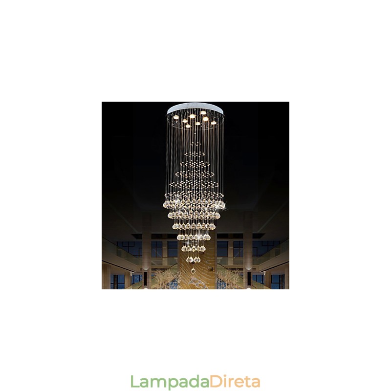 Lustre de cristal moderno, luminária pendente, luminária de teto com 8 lâmpadas H180CM