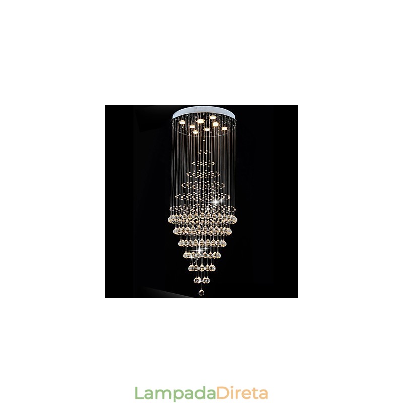 Lustre de cristal moderno, luminária pendente, luminária de teto com 8 lâmpadas H180CM