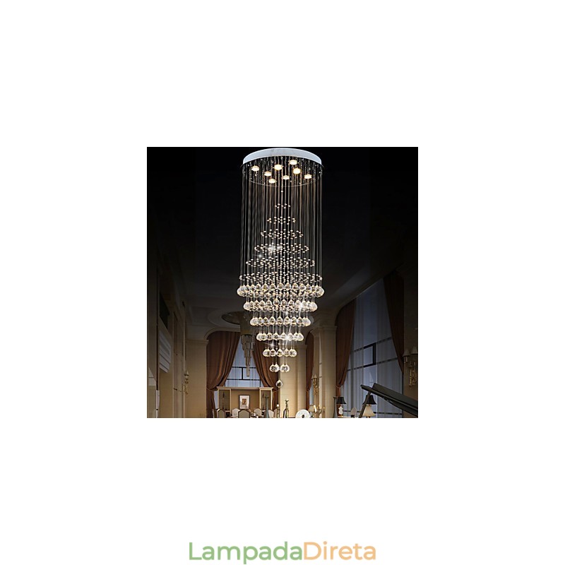 Lustre de cristal moderno, luminária pendente, luminária de teto com 8 lâmpadas H180CM