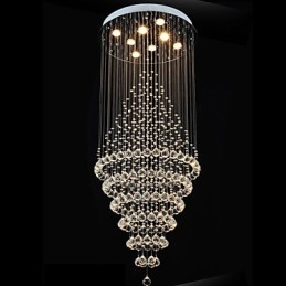 Lustre de cristal moderno, luminária pendente, luminária de teto com 8 lâmpadas H180CM