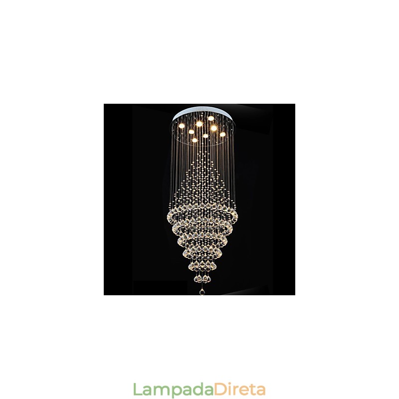 Lustre de cristal moderno, luminária pendente, luminária de teto com 8 lâmpadas H180CM