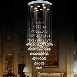 Lustre de cristal moderno, luminária pendente, luminária de teto com 8 lâmpadas H180CM