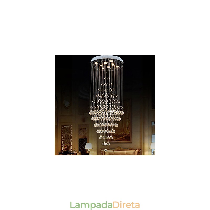 Lustre de cristal moderno, luminária pendente, luminária de teto com 8 lâmpadas H180CM