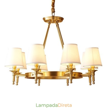 Lustre redondo de latão puro, pingente de luz tradicional clássico Lustre redondo de latão puro, pingente de luz tradicional clássico