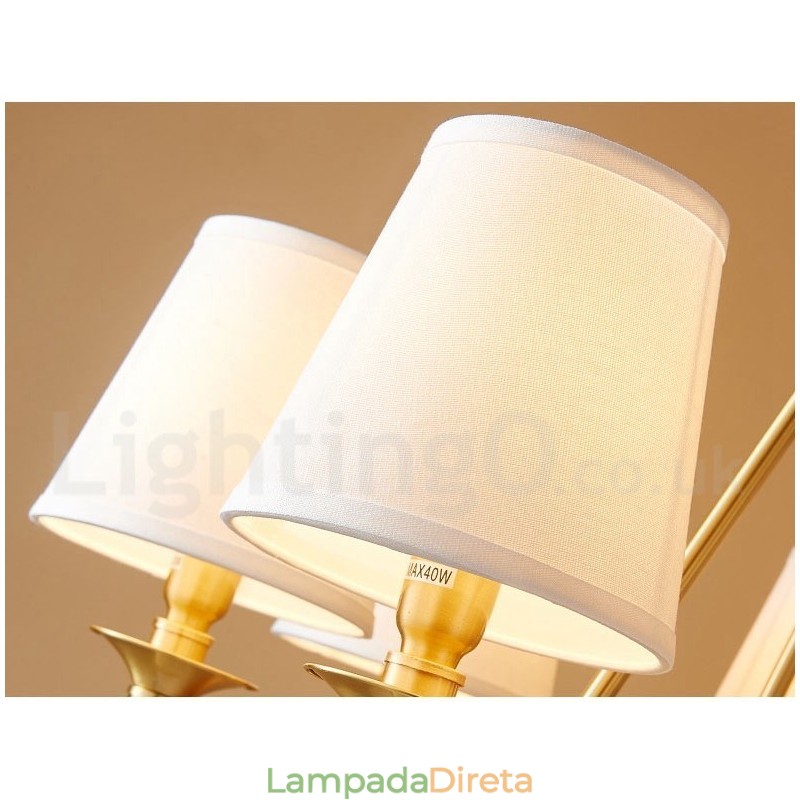 Lustre redondo de latão puro, pingente de luz tradicional clássico