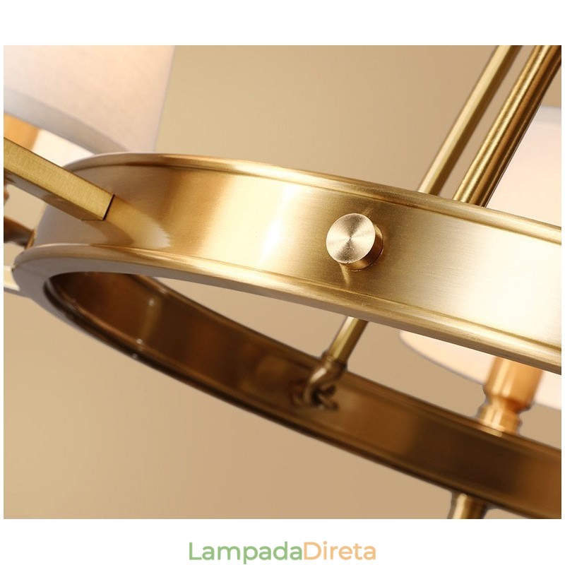 Lustre redondo de latão puro, pingente de luz tradicional clássico