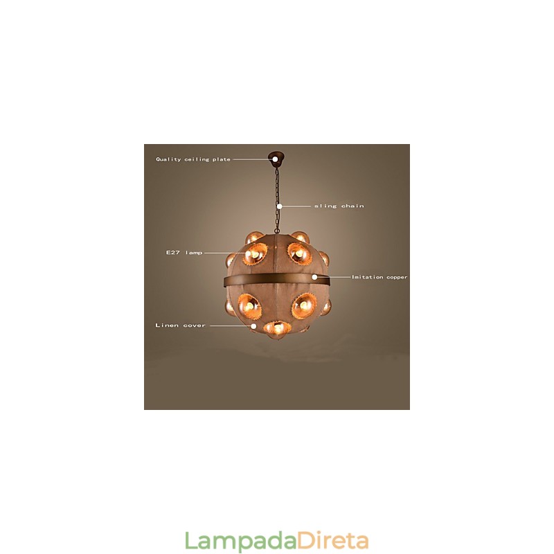 Candelabro de metal com pintura country, luminária pendente, quarto