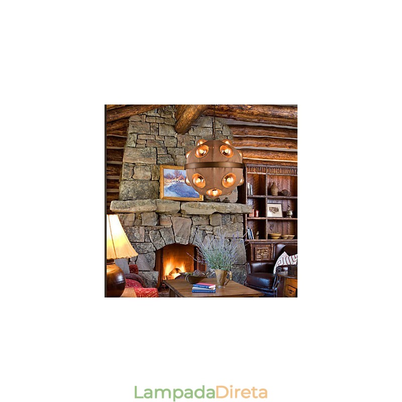Candelabro de metal com pintura country, luminária pendente, quarto