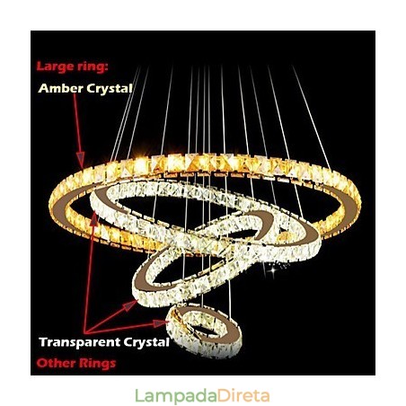 Luminárias Pendentes Luz de Teto Lustre Iluminação Redondo 4 Anéis Grande Anel Cristal Âmbar e Outros Cristais Transparentes Luminárias Pendentes Luz de Teto Lustre Iluminação Redondo 4 Anéis Grande Anel Cristal Âmbar e Outros Cristais Transparentes