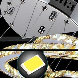 Luminárias Pendentes Luz de Teto Lustre Iluminação Redondo 4 Anéis Grande Anel Cristal Âmbar e Outros Cristais Transparentes