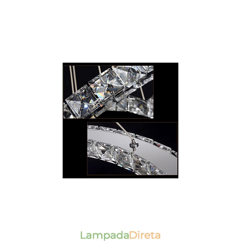 Luminárias Pendentes Luz de Teto Lustre Iluminação Redondo 4 Anéis Grande Anel Cristal Âmbar e Outros Cristais Transparentes