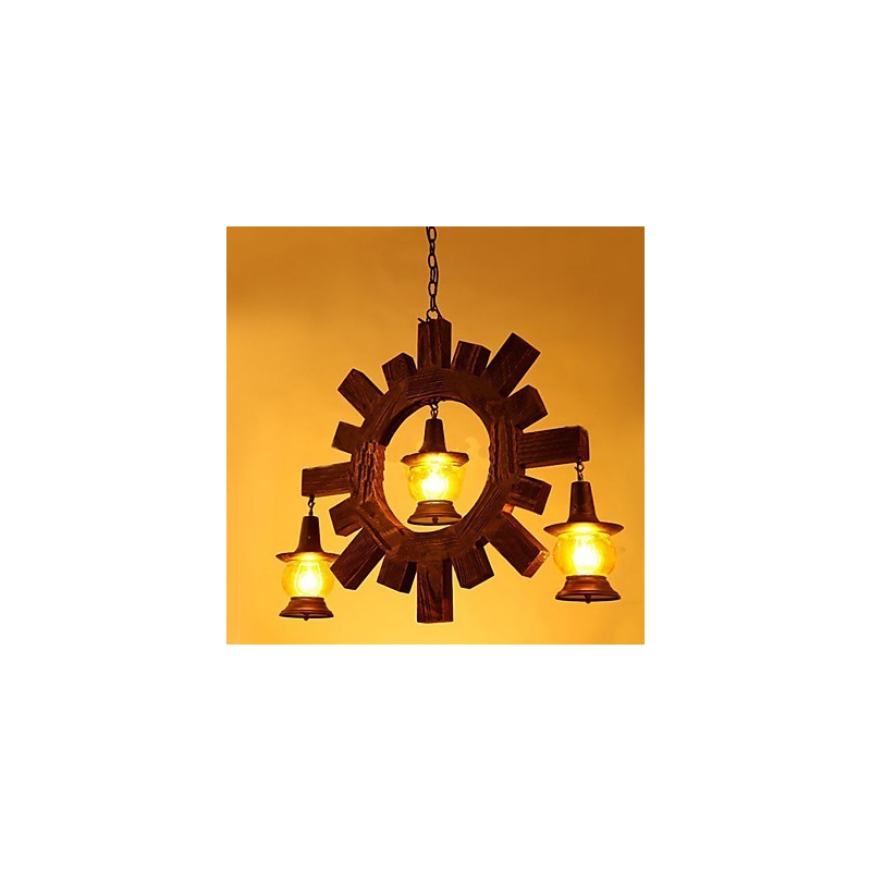 Lustre de madeira antigo American Country Living Lamp Lamp