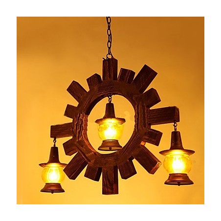 Lustre de madeira antigo American Country Living Lamp Lamp Lustre de madeira antigo American Country Living Lamp Lamp