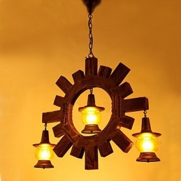 Lustre de madeira antigo American Country Living Lamp Lamp