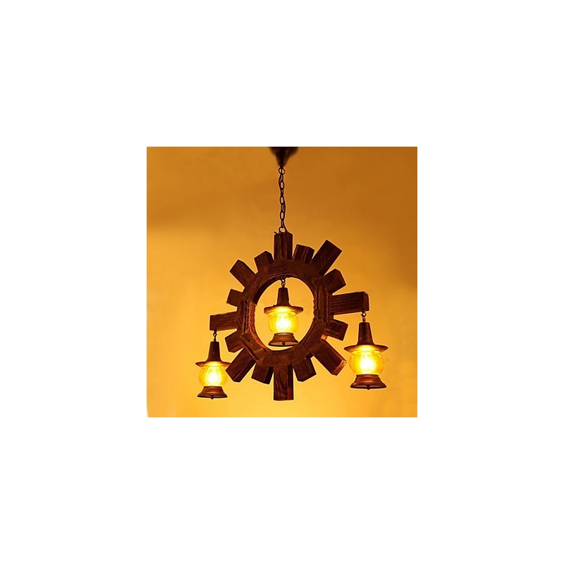 Lustre de madeira antigo American Country Living Lamp Lamp