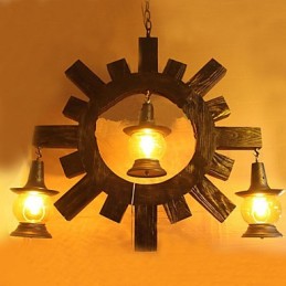 Lustre de madeira antigo American Country Living Lamp Lamp