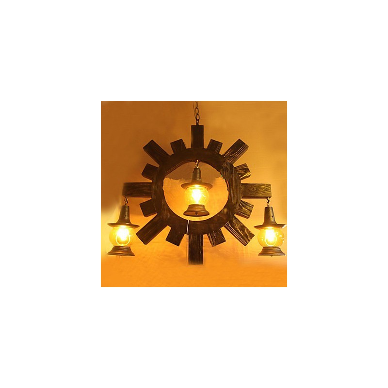 Lustre de madeira antigo American Country Living Lamp Lamp