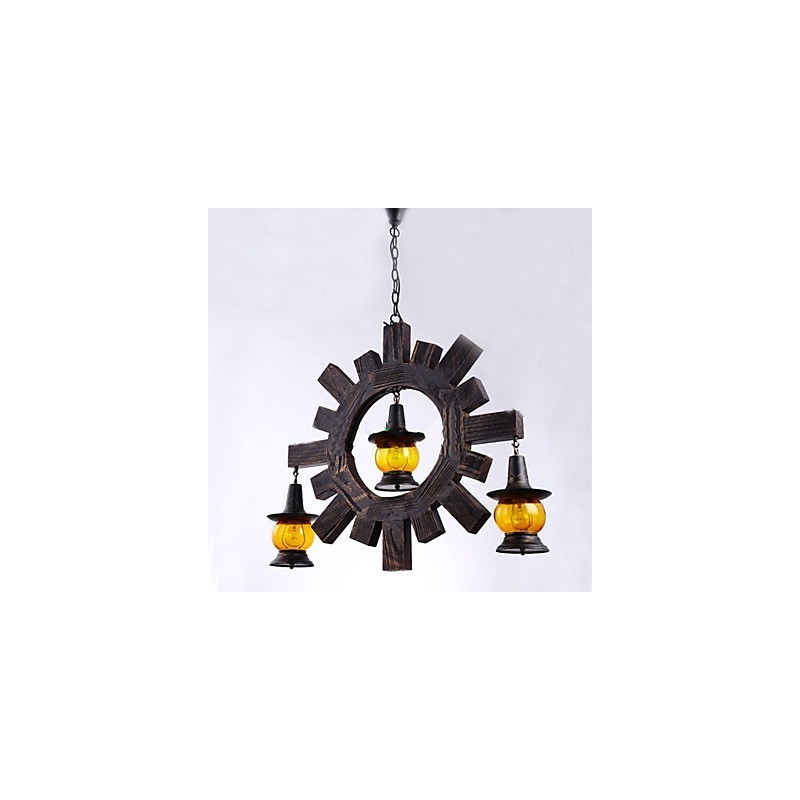 Lustre de madeira antigo American Country Living Lamp Lamp