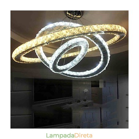 Luminárias pendentes de teto de cristal Lustre Luminárias com branco quente e frio D406080cm Luminárias pendentes de teto de cristal Lustre Luminárias com branco quente e frio D406080cm