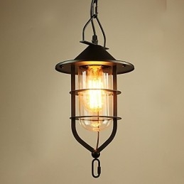 Luminária pendente de metal com pintura country vintage para garagem