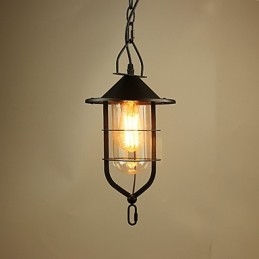 Luminária pendente de metal com pintura country vintage para garagem