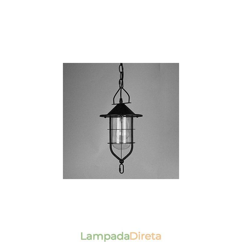 Luminária pendente de metal com pintura country vintage para garagem