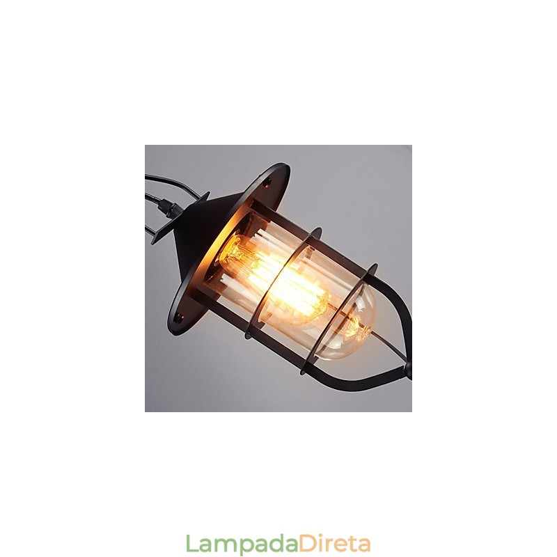 Luminária pendente de metal com pintura country vintage para garagem