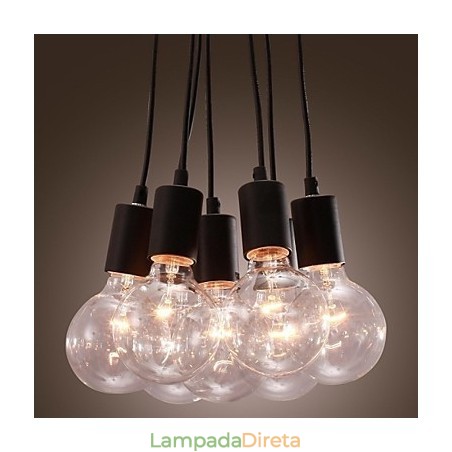 Casa moderna 7 cabeça Edison lâmpada luz loft bola de vidro pingente luz Casa moderna 7 cabeça Edison lâmpada luz loft bola de vidro pingente luz