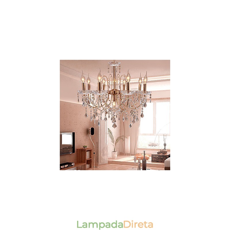 Lustre de Cristal Elegante com 9 Luzes
