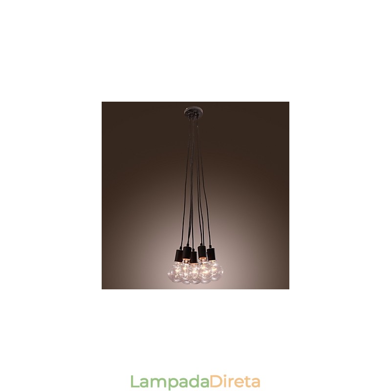 Casa moderna 7 cabeça Edison lâmpada luz loft bola de vidro pingente luz