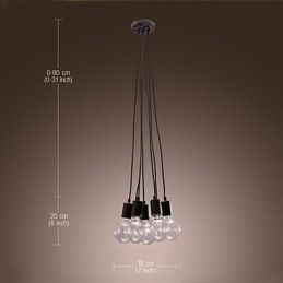 Casa moderna 7 cabeça Edison lâmpada luz loft bola de vidro pingente luz