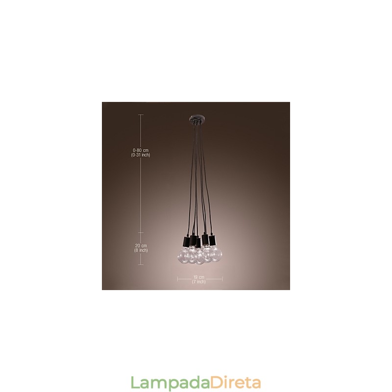 Casa moderna 7 cabeça Edison lâmpada luz loft bola de vidro pingente luz