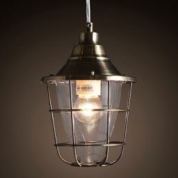 Luminária pendente de metal galvanizado estilo retrô mini