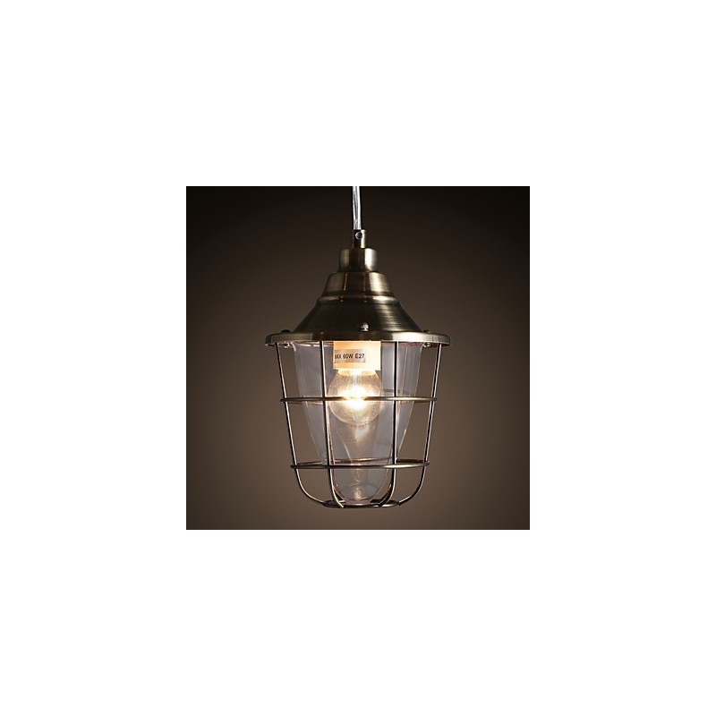 Luminária pendente de metal galvanizado estilo retrô mini