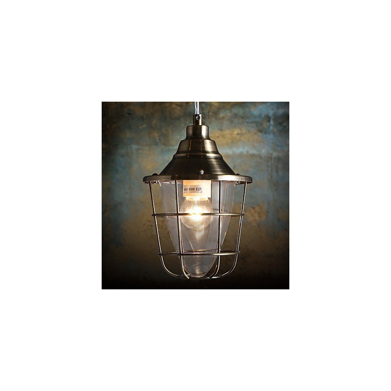 Luminária pendente de metal galvanizado estilo retrô mini