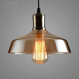 Luminária pendente de vidro com iluminação retrô