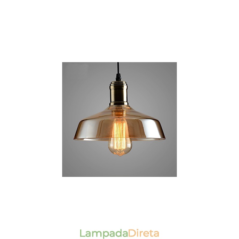 Luminária pendente de vidro com iluminação retrô