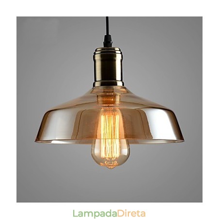 Luminária pendente de vidro com iluminação retrô Luminária pendente de vidro com iluminação retrô