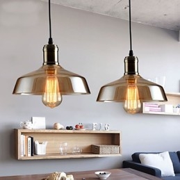Luminária pendente de vidro com iluminação retrô