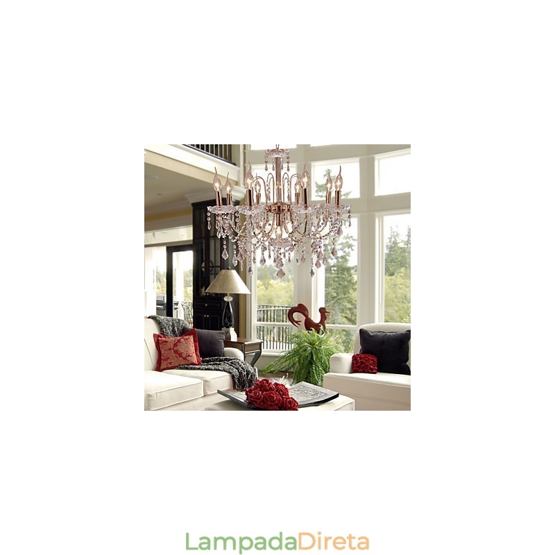 Lustre de Cristal Elegante com 9 Luzes