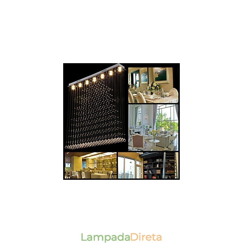 Luminária pendente de cristal K9, lustre de fio suspenso, iluminação de teto, luz para café interno