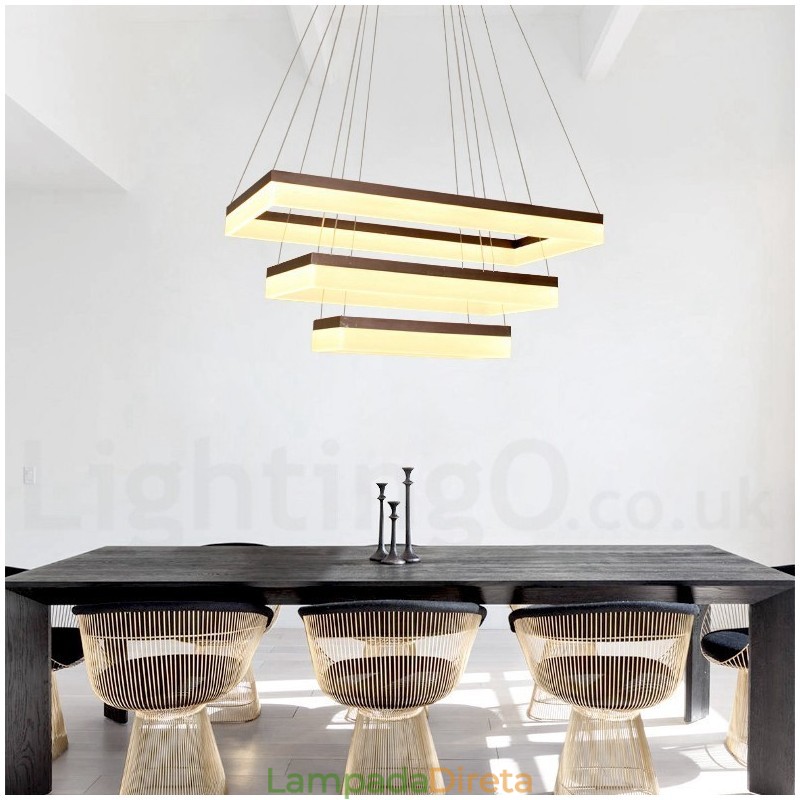 Wi Fi Smart Dimmable 3 Camadas Moderno Estilo Contemporâneo Casa Pendente Luz