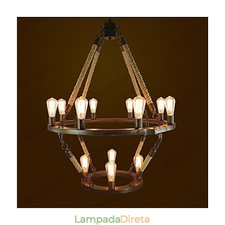 American Industrial Windge Hemp 12 Lâmpada Retro Europeia American Industrial Windge Hemp 12 Lâmpada Retro Europeia
