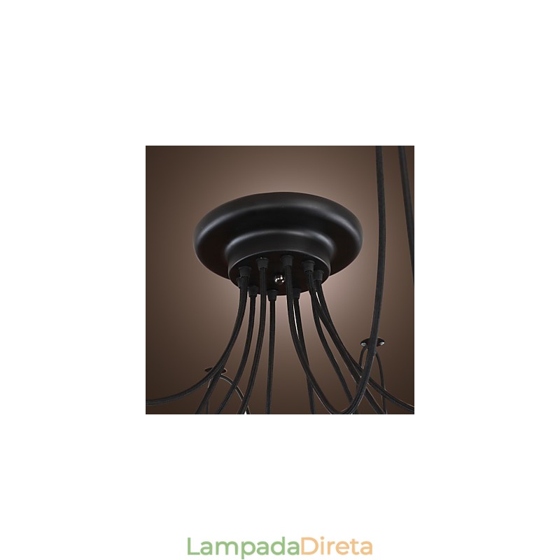 Lustre Vintage Design Lâmpadas Incluídas Living 10 Luzes Pendente Luz